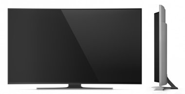 UHD Smart Tv with Curved Screen on White clipart
