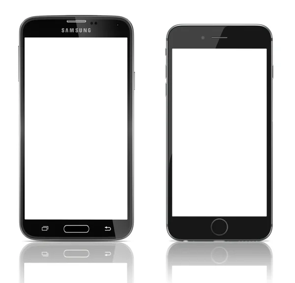 Samsung Galaxie s5 vs Apple iphone 6 — Stockfoto