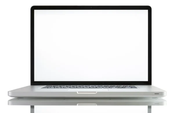 Laptop with blank white screen — Stock Photo, Image