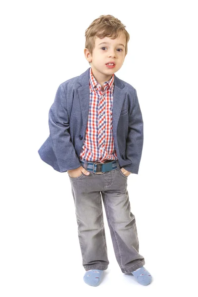 Niño pequeño con las manos en el bolsillo — Foto de Stock