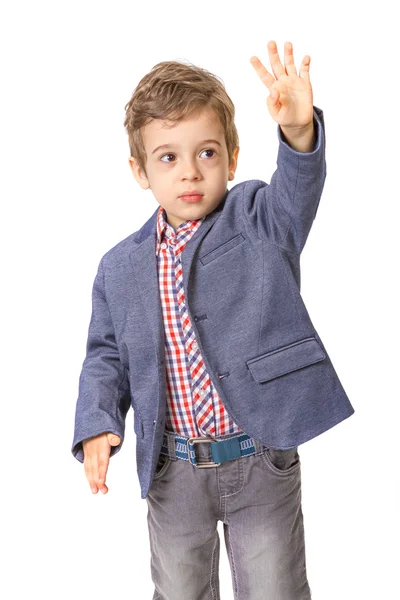 Niño con la mano levantada — Foto de Stock