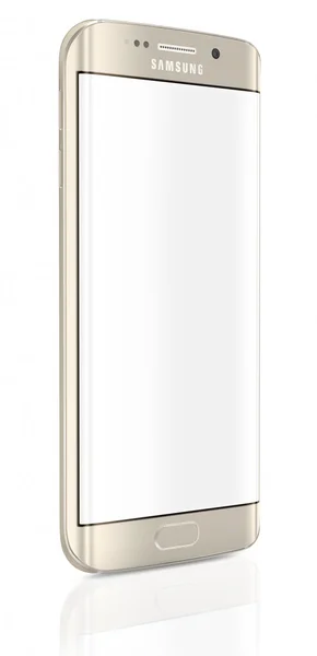 Oro Platino Samsung Galaxy S6 Edge con pantalla en blanco — Foto de Stock
