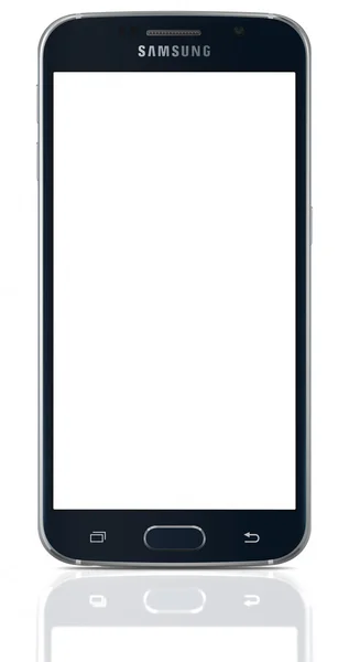 Black Sapphire Samsung Galaxy S6 with blank screen — Stock Photo, Image