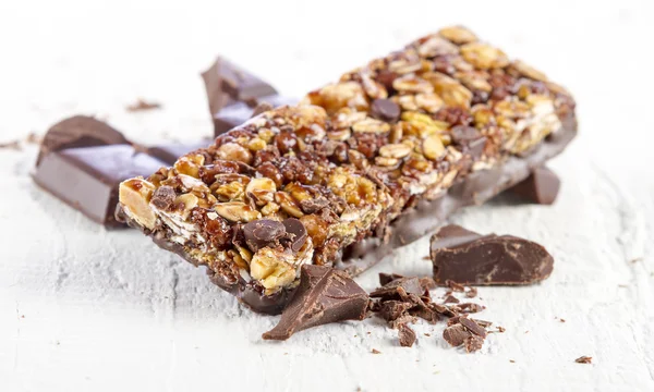 Cereal bar with chocolate — Stock Photo, Image