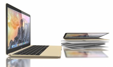 Yeni altın, gümüş ve Macbook hava alanı gri