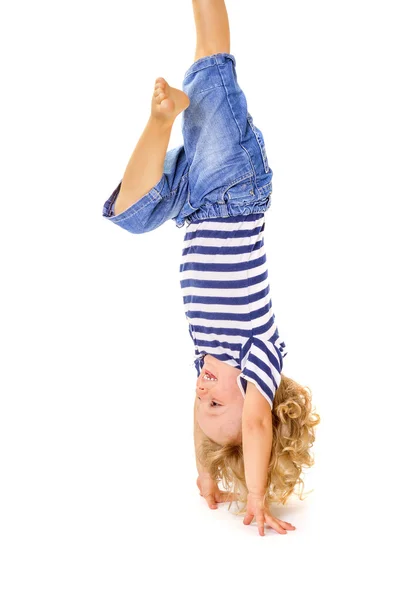 Little boy upside down — Stock Photo, Image