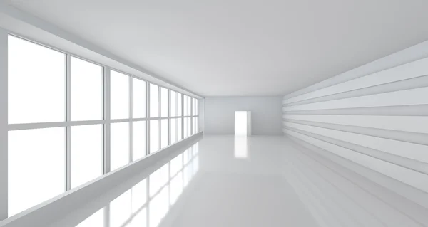 Светлая белая комната с большим окном — стоковое фото
