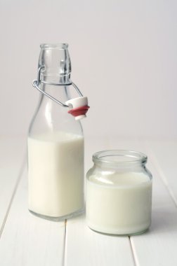 bir cam şişe süt