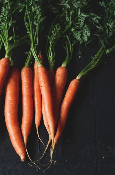 Manojo de zanahorias frescas con hojas verdes —  Fotos de Stock