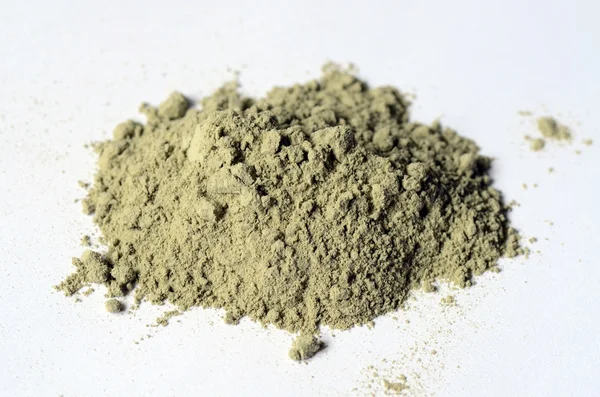 Green cosmetic clay powder — Stock Photo, Image