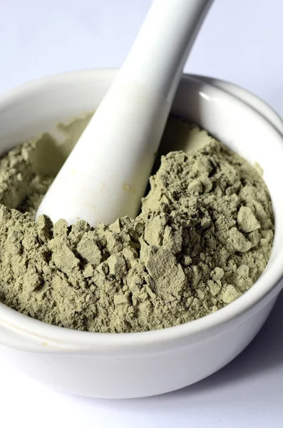 Verde polvere di argilla cosmetica — Foto Stock