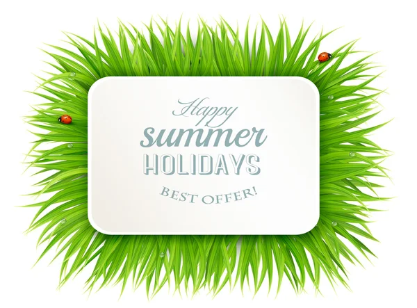 Glad sommar semester banner med gräs. Vektor. — Stock vektor