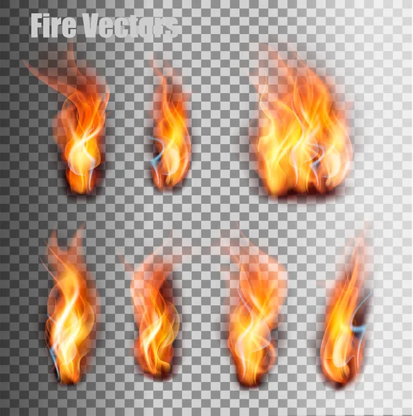 Llamas de fuego encendidas. Vector . — Vector de stock