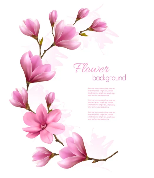 De achtergrond van de natuur met bloesem brunch van roze bloemen. Vector — Stockvector