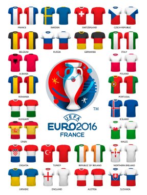 Euro 2016 futbol formaları şablonları. Vektör.