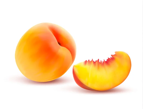 Peach And Slice. Illustration vectorielle — Image vectorielle