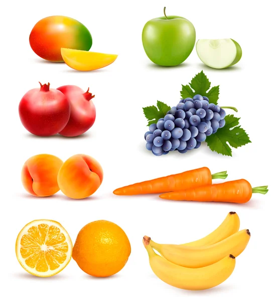 Grote groep van verschillende groenten en fruit. Vector. — Stockvector