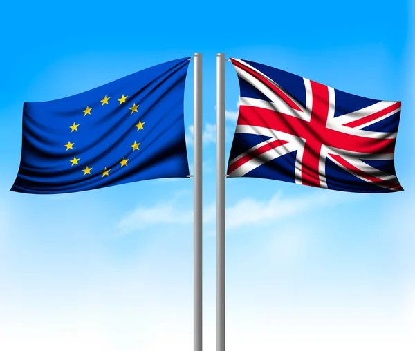 Wo separat flaggor - Eu och Förenade kungariket. Brexit koncept. Vektor. — Stock vektor