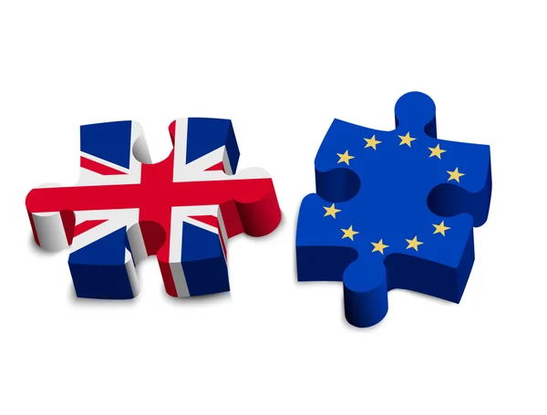 Två pusselbitar - Storbritannien och Eu. Brexit koncept. Vektor. — Stock vektor