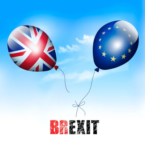Storbritannien och Eu på ballonger. Brexit koncept. Vektor. — Stock vektor