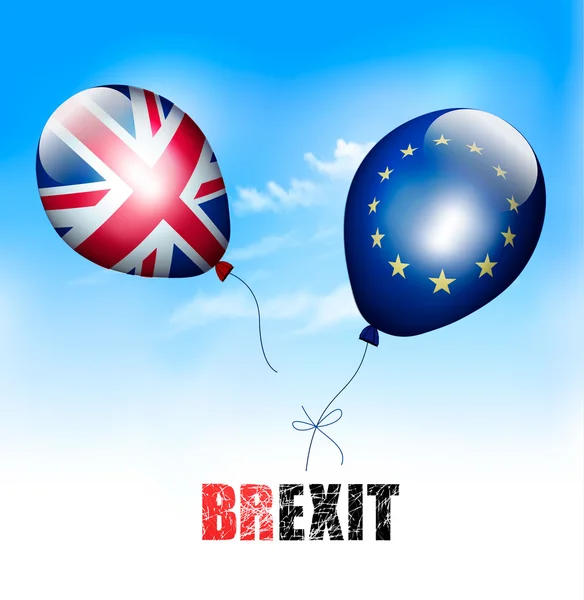 Storbritannien och Eu på ballonger. Brexit koncept. Vektor. — Stock vektor