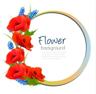 Tatil arka plan kırmızı çiçekli. Vektör.
