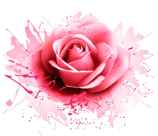 Wenskaart met roze roos. Vector — Stockvector