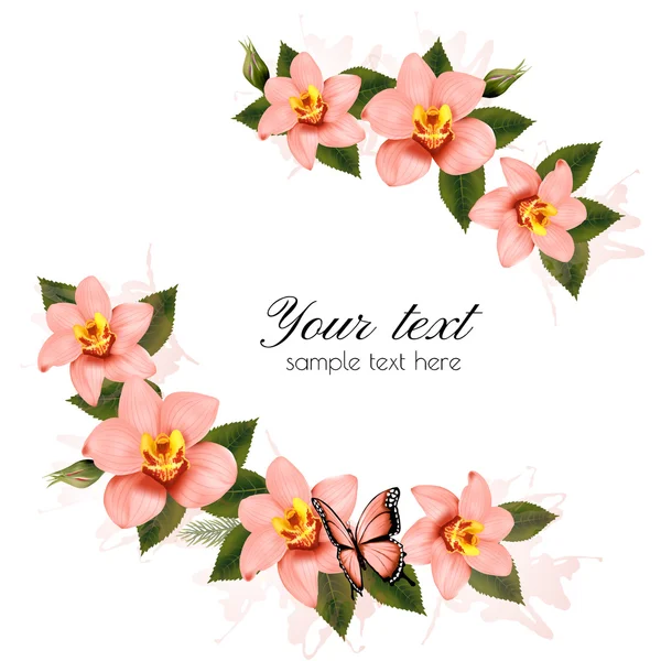 Holiday background with beauty pink flowers. Vector — Stock Vector