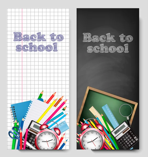 Back to school banner, vector illustration — Stock Vector