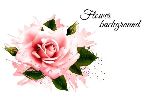 Hermoso fondo de flores con una rosa rosa. Vector . — Vector de stock