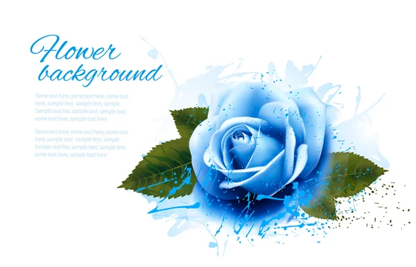 Ευχετήρια κάρτα με μπλε τριαντάφυλλο. Διάνυσμα — Διανυσματικό Αρχείο