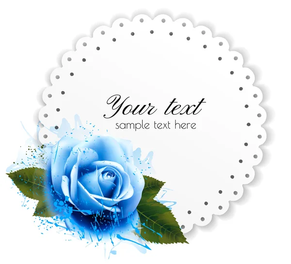 Fondo de vacaciones con flor azul y tarjeta de regalo. Vector . — Archivo Imágenes Vectoriales
