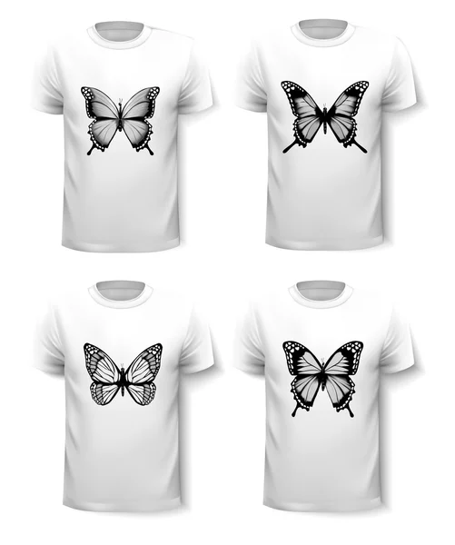 Sada šablon tričko s motýlí vzory. Vektor. — Stockový vektor