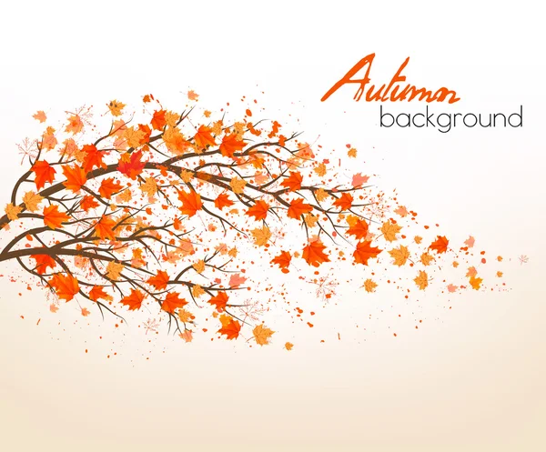 Latar belakang abstrak musim gugur dengan daun berwarna-warni. Vektor - Stok Vektor