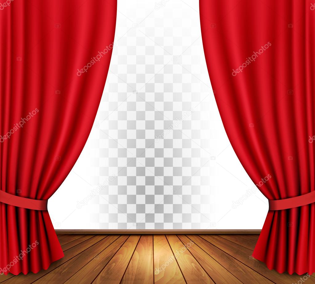 Theater curtains with a transparent background. Vector.