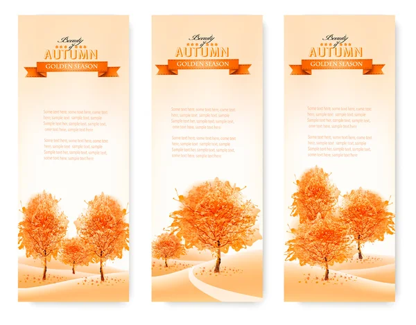 Drie landschap herfst banners. Vector — Stockvector
