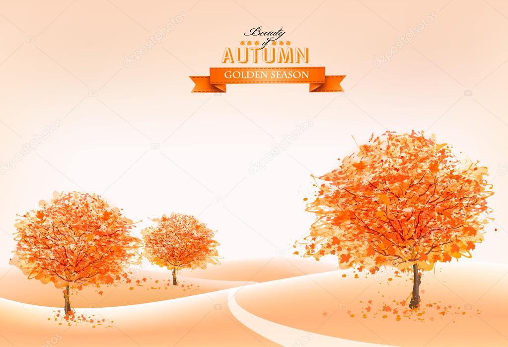 Landscape autumn background. Vector.