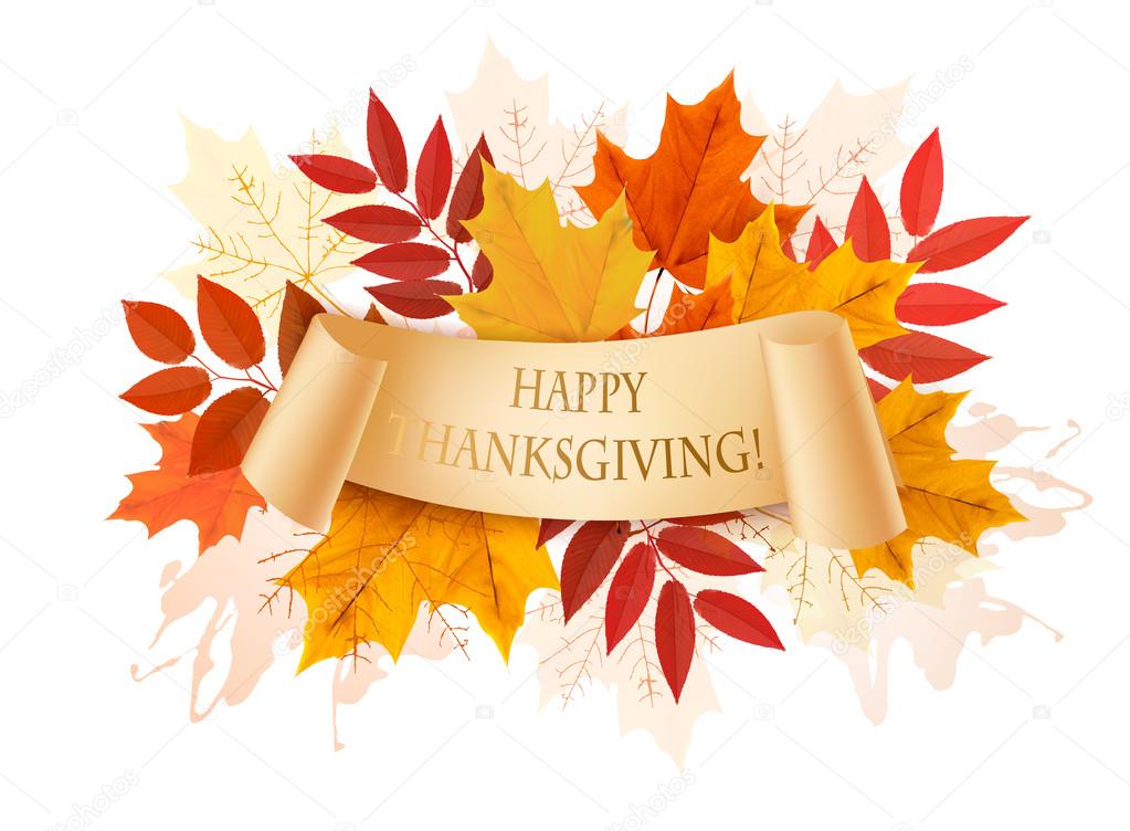 Happy Thanksgiving autumn background. Vector.