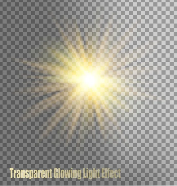 Gloeiende lichteffect op transparante achtergrond. Vector — Stockvector