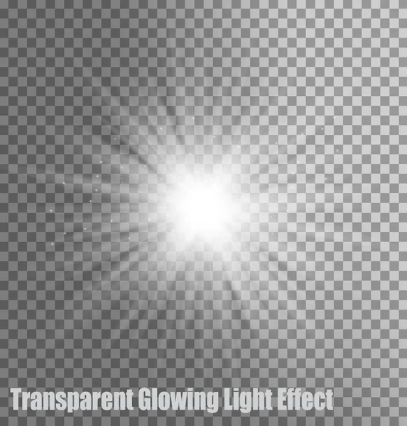 Efecto de luz brillante sobre fondo transparente. Vector — Vector de stock