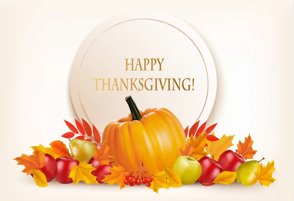 Feliz Thanksgiving fundo com folhas de outono coloridas e fr —  Vetores de Stock