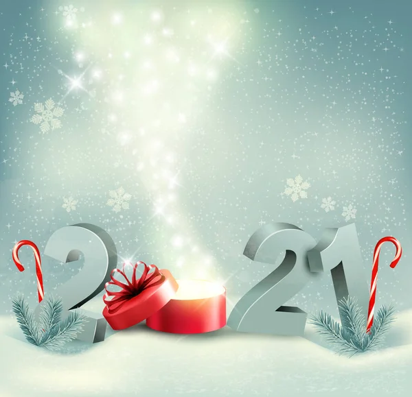 2021 Sihirli Kutulu Bir Noel Tatili Geçmişi Vektör — Stok Vektör