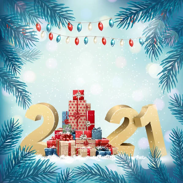 Vacanze Natale Sfondo Albero Astratto Fatto Scatole Regalo Oro 2020 — Vettoriale Stock