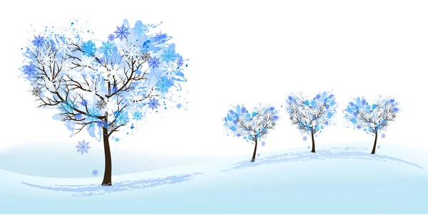 Nature Background Stylized Trees Representing Different Seasons Winter Vector — Stock Vector