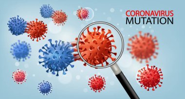 Coronavirus mutasyon geçmişi. Mutasyona uğramış virüs konsepti ve yeni koronavirüs Delta varyantı salgını. Vektör