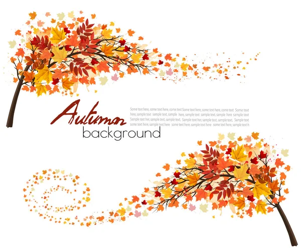 Осенний Абстактичный Фон Деревом Красочными Листьями Вектор — стоковый вектор