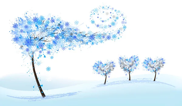 Winter Nature Background Stylized Trees Representing Season Winter Vector — Stock Vector