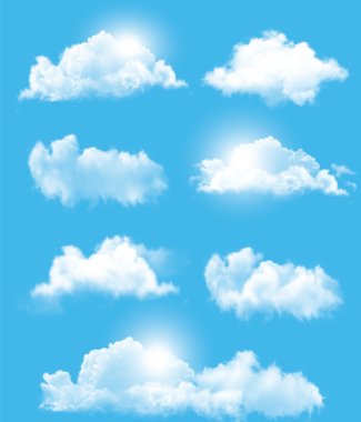 şeffaf farklı bulutlar kümesi. vektör. 