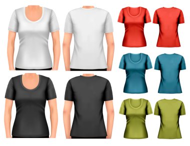 renkli Bayan t-shirt kümesi. vektör