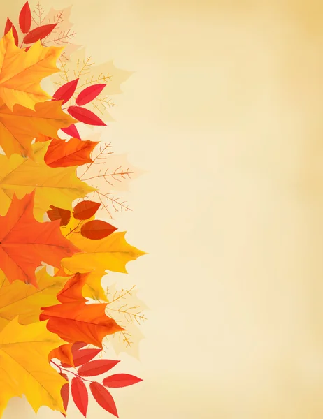 Fond d'automne rétro avec des feuilles colorées. Illustration vectorielle — Image vectorielle